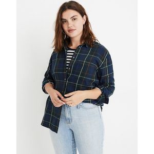 Madewell Flannel Oversized Ex-Boyfriend Shirt in Dark Plaid